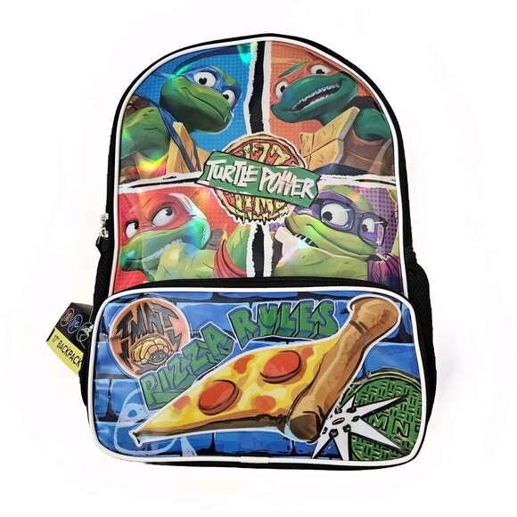 Teenage Mutant Ninja Turtles Backpack Nickelodeon New Michaelangelo Pizza Rules - Picture 1 of 12